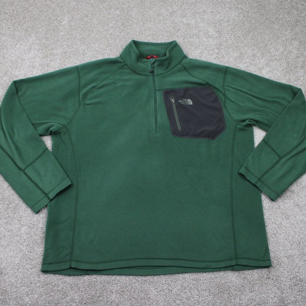 The North‎ Face Sweatshirt Mens XL Green TKA 100 Trinity Alps 1/4 Zip Pullover